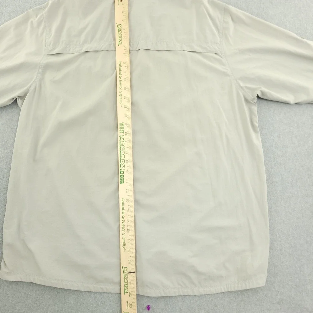 The North Face Shirt Mens 2XL Beige Solid Long Sleeve Button Up Outdoor Fishing